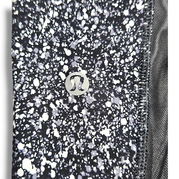 EUC Lululemon Outrun High-Rise Mesh Insert 17" Crop Sz. 4 Splatter White Black - Picture 9 of 11